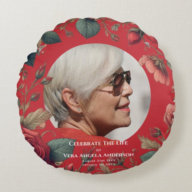 Coussins Ronds Célébration commémorative de la vie Cadeaux funéra (Devant)