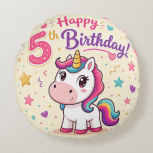 Coussins Ronds Célébration des 5 ans de la Licorne Magique