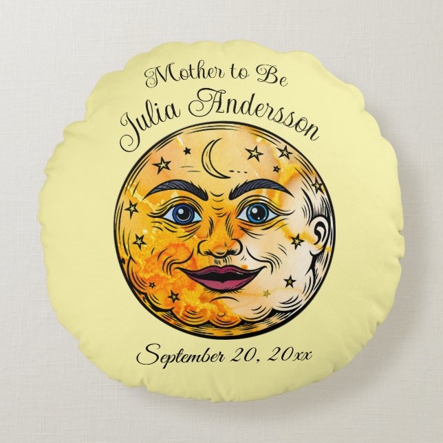 Coussins Ronds Célébration du Baby shower de la Lune (Devant)