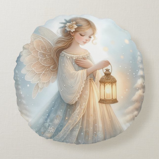 Coussins Ronds Celestial Winter Angel Lantern of Comfort (Devant)