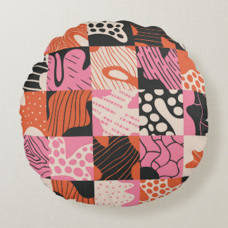 Coussins Ronds Cellules de Doodle : Conception Motif géométrique.