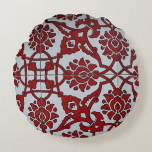 Coussins Ronds Céramique Florale Rouge Turque