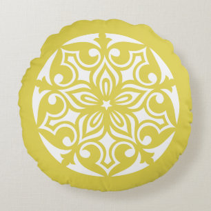 Coussins Ronds CERCLE TRIBAL Jaune DE LA VIE JAUNE Oreiller