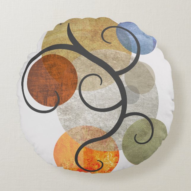 Coussins Ronds Cercles à motifs contemporains Lancer l'oreiller (Devant)