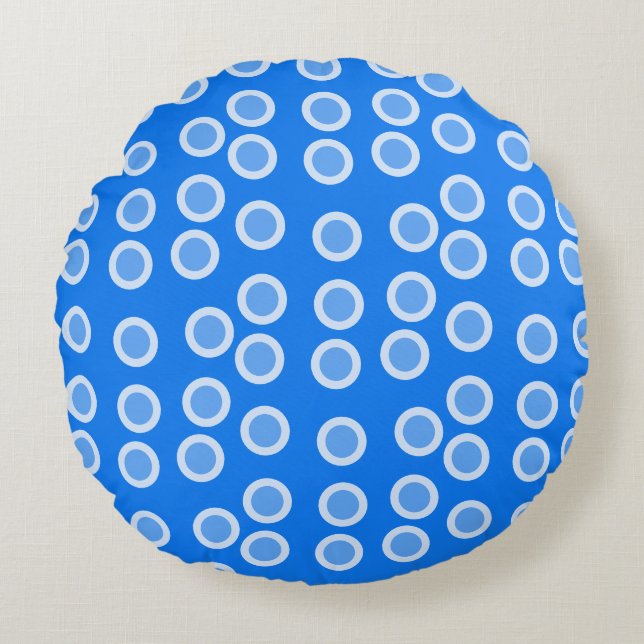 Coussins Ronds Cercles bleu et bleu clair (Devant)