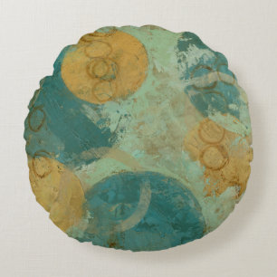 Coussins Ronds Cercles bleus et jaunes