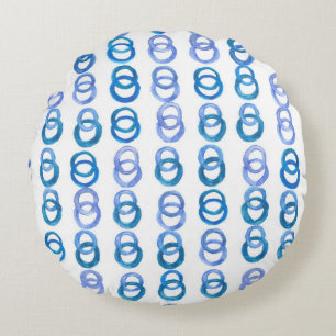 Coussins Ronds Cercles bleus : point de polka aquarelle