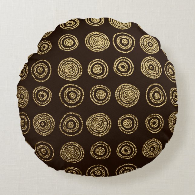Coussins Ronds Cercles d'or : Motif à main (Devant)
