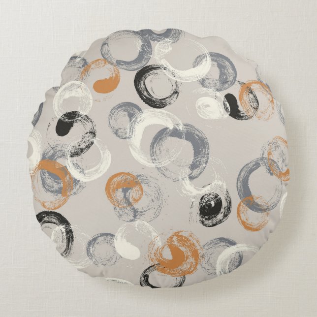 Coussins Ronds Cercles gris : Motif simple et transparent (Devant)