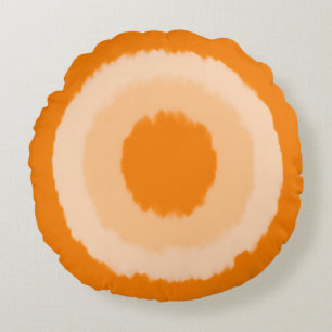 Coussins Ronds Cercles modernes de batik tribal - mandarine