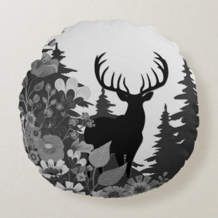 Coussins Ronds Cerf avec grand rack hors forêt