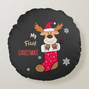Coussins Ronds Cerf de Noël