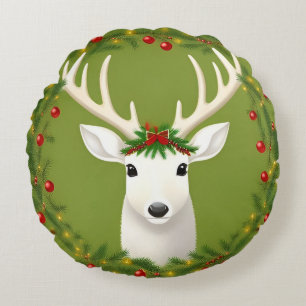 Coussins Ronds Cerf de Noël mignon