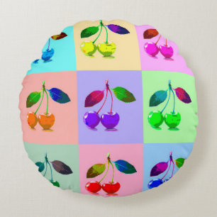 Coussins Ronds Cerises en style pop art