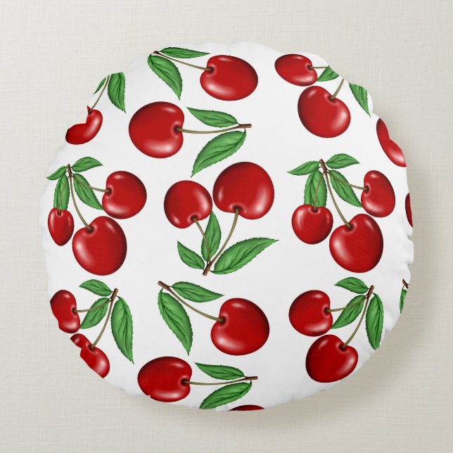 Coussins Ronds Cerises rouges partout sur Motif (Devant)