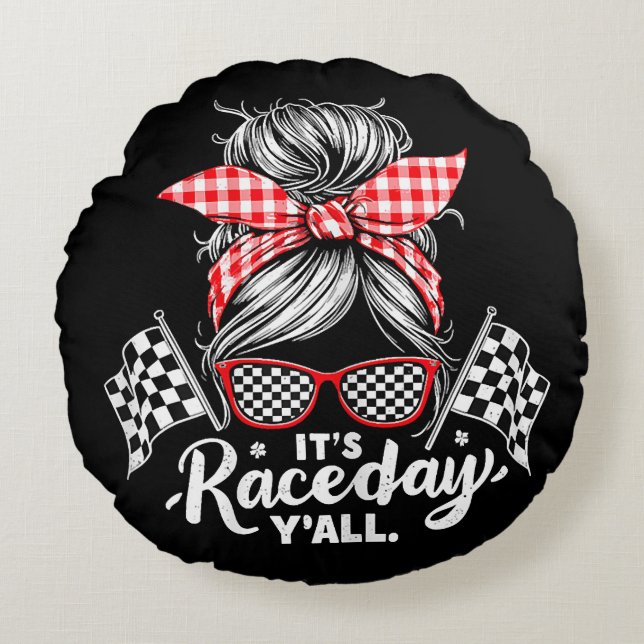 Coussins Ronds C'est le jour de la course, vous tous course (Devant)