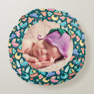 Coussins Ronds C'est un Baby shower coloré foncé personnalisé