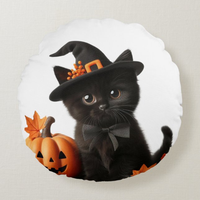 Coussins Ronds Chalottin halloween Citrouille Family (Devant)