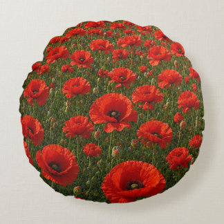 Coussins Ronds Champ de coquelicots