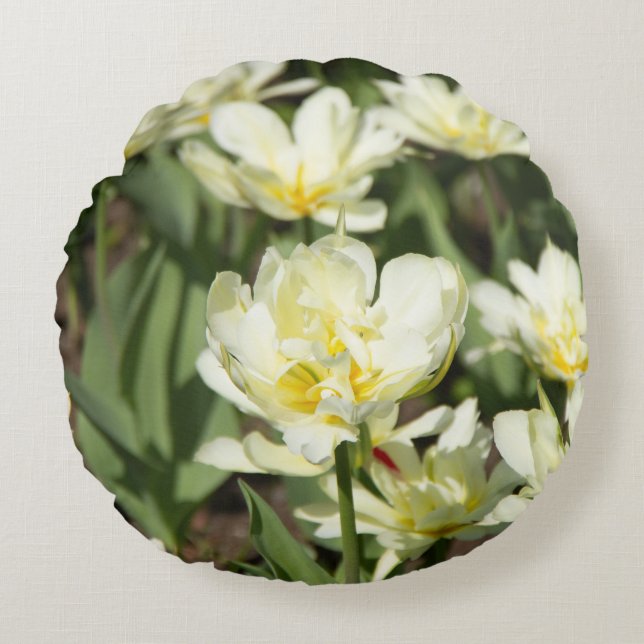 Coussins Ronds Champ de tulipes blanches (Devant)