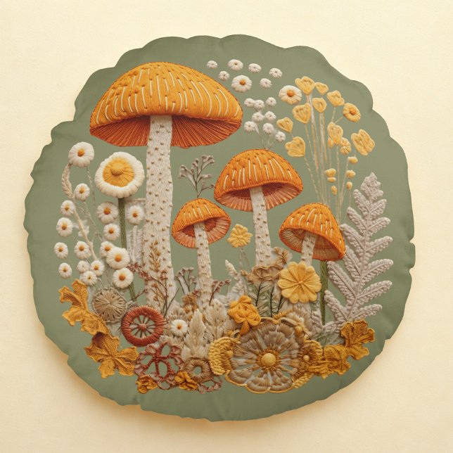 Coussins Ronds Champignons Cottagecore (Créateur téléchargé)