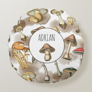 Coussins Ronds Champignons forestiers Vintages personnalisés 