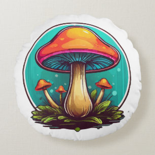 Coussins Ronds Champignons magiques colorés