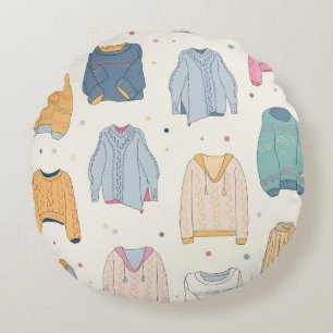 Coussins Ronds Chandails multicolores, douillets, automne chaud h