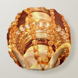 Coussins Ronds Chandelier Shabby Bling 4-Gold ROUND THROW PILLOW