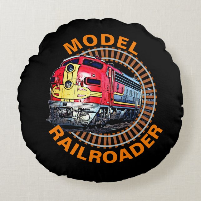 Coussins Ronds Change Text Model Railroader Red Yellow Diesel Thr (Devant)