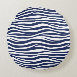 Coussins Ronds Chanson de la marine bleu marine vagues fluides