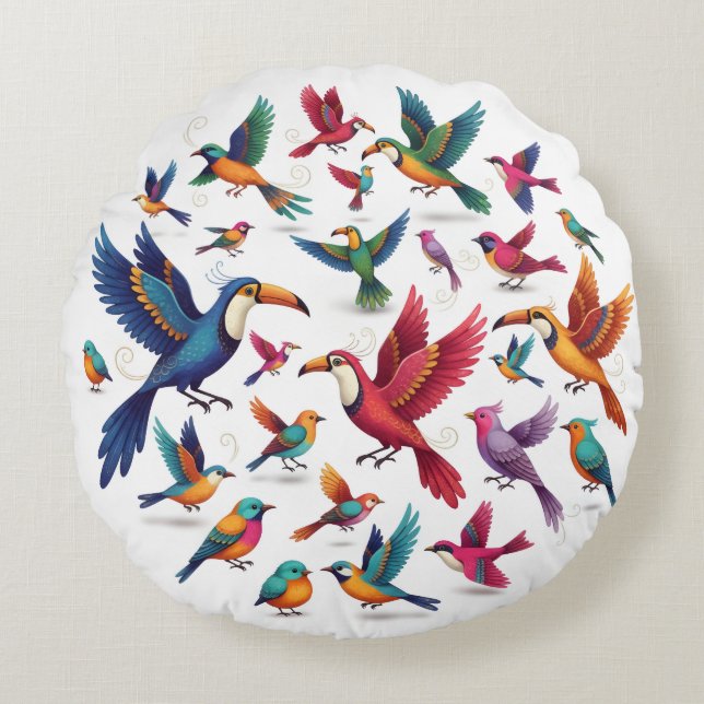 Coussins Ronds Chant d'oiseau dans chaque nuance (Devant)