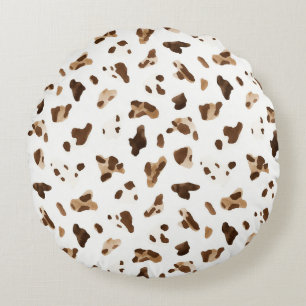 Coussins Ronds Chapeau de cowgirl marron blanc rose noeud
