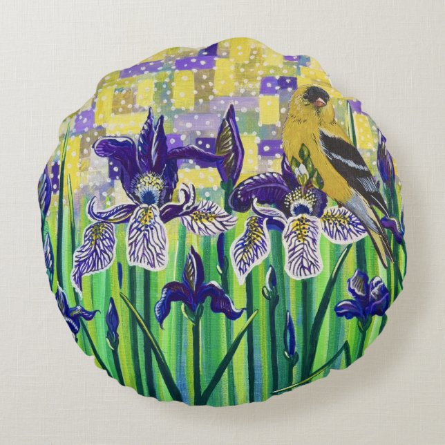 Coussins Ronds Chardonneret et Iris  (Dos)