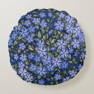 Coussins Ronds Charmantes fleurs de pervenche dispersées bleu pro