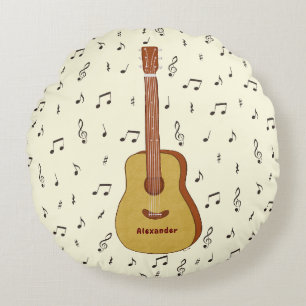 Coussins Ronds Charme Musique Guitariste Design