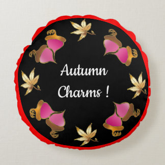 Coussins Ronds Charms D'Automne Acornes Whimsical Et Feuille
