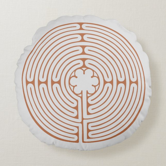 Coussins Ronds Chartres Labyrinth Brown et crème (Devant)