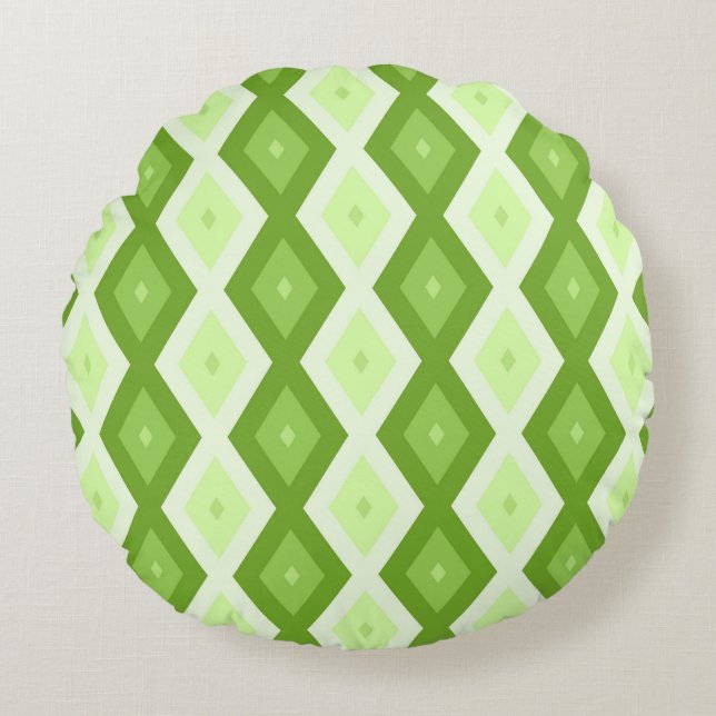 Coussins Ronds Chartreuse green diamond pattern (Devant)