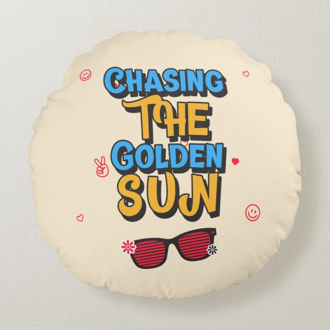 Coussins Ronds Chasser le soleil d'or (Devant)
