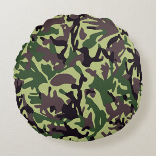 Coussins Ronds Chasseurs Motif Camo Vert
