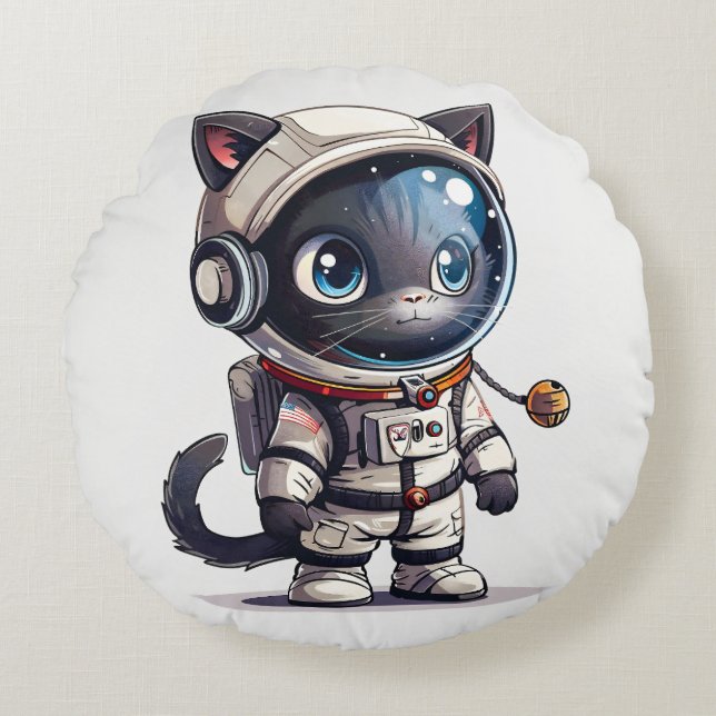 Coussins Ronds Chat Astronaute (Devant)