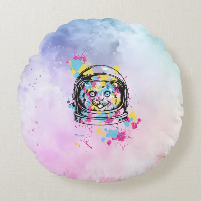 Coussins Ronds Chat Astronaute (Devant)