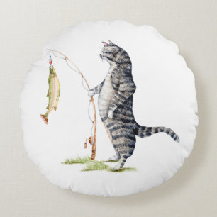 Coussins Ronds Chat avec poisson