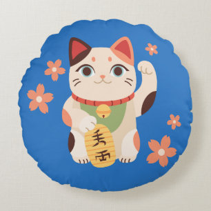 Coussins Ronds Chat Chanceux Maneki Neko Mignon
