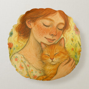 Coussins Ronds Chat de gingembre Maman Orange Tabby Chats