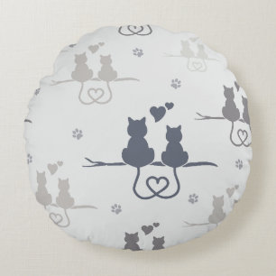 Coussins Ronds Chat en amour Motif de silhouette d'animal moderne