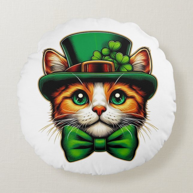 Coussins Ronds Chat mignon/chaton Saint Patrick's Day (Devant)