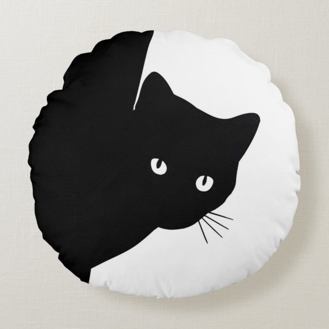 Coussins Ronds Chat noir (Devant)