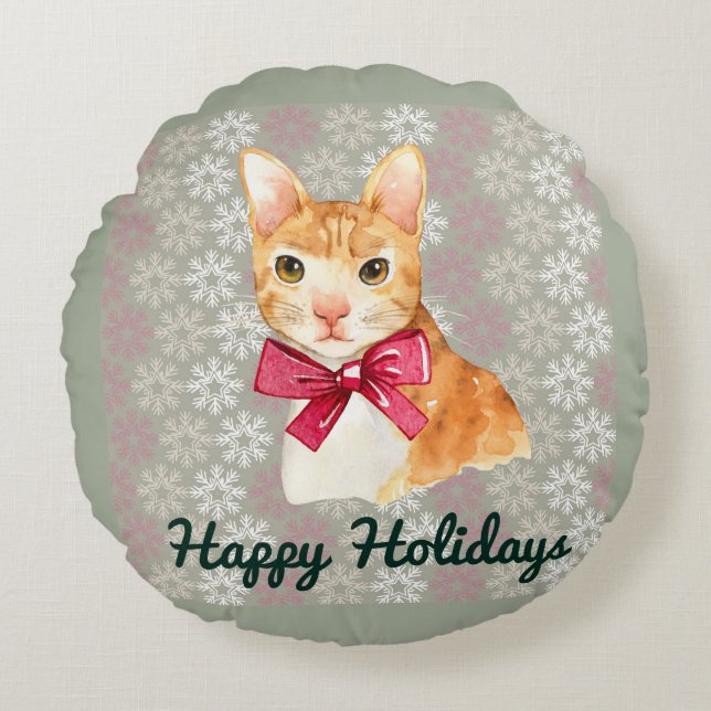 Coussins Ronds Chat orange tabby de vacances (Devant)